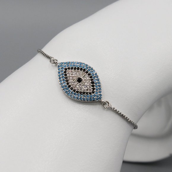 Jewelry - Evil eye symbol protection silver tone bracelet